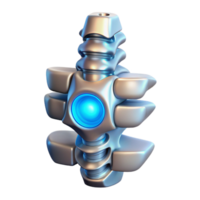 striking memorable Cybernetic spine implant, metallic vertebrae, glowing core with Transparent Background png