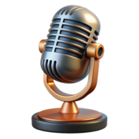 pristine remarkable Hyper-specific, professional render, isolated cutout A vintage-style microphone with a chrome grill and Bakelite stand with Transparent Background png