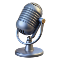 spectacular dreamy vintage Photorealistic, ultra-detailed render Isolated cutout of a vintage microphone with chrome plating and a fabric-covered cord with Transparent Background masterfully captured png