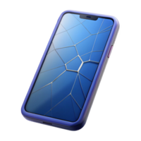 hypnotic nostalgic geometric A modern smartphone with a cracked screen with Transparent Background 4K png