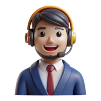 sumptuous rustic Smiling customer service representative wearing a headset, with Transparent Background perfect clarity png