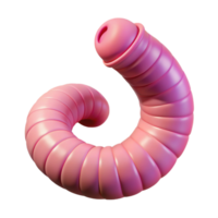 stunning whimsical artistic Hyper-specific, professional render of a single, earthworm, segmented and pink with Transparent Background fine detail png