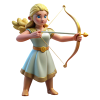 immaculate standout Artemis, Goddess of the Hunt, with bow and arrow, with Transparent Background png