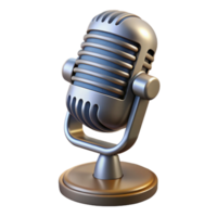 radiant dreamy impressionist Hyper-specific, professional render, isolated cutout A vintage-style microphone with a chrome grill and Bakelite stand with Transparent Background studio quality png
