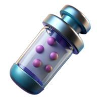 striking timeless Photorealistic, professional render, isolated cutout of a single vial containing nanobots, hyper-specific, ultra-detailed with Transparent Background png