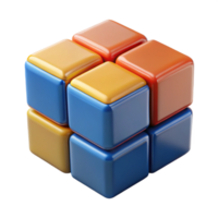 joyful enchanting Hyper-specific, photorealistic professional render of a single, rotating Rubik's Cube mid-solve with Transparent Background original png