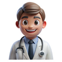 standout creative Smiling doctor, stethoscope, white coat, with Transparent Background 4K png