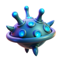 magnificent futuristic Alien spore with bioluminescent glow and unusual shape with Transparent Background high resolution png