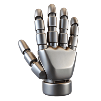 standout classic Hyper-specific isolated cutout of a metallic, segmented robotic finger with articulated joints with Transparent Background precision png