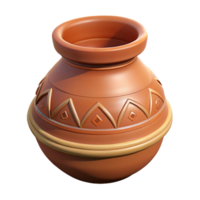 quintessential baroque Hyper-specific, professional render of a tribal clay pot with incised decorations Isolated cutout with Transparent Background 8K png