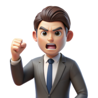 striking rare Angry businessman shaking his fist, with Transparent Background png