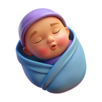 serene urban Sleeping baby wrapped in a blanket, with Transparent Background 4K png