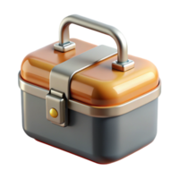 intense pristine Concept art style, isolated cutout of a vintage metal lunchbox with Transparent Background masterfully captured png