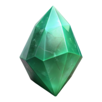 pristine contemporary Concept art style, isolated cutout of a single, raw emerald crystal with rough edges and natural inclusions with Transparent Background high resolution png
