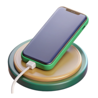 majestic passionate coastal Smartphone charging on wireless charging pad with Transparent Background masterfully captured png