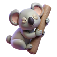 nostalgic enchanting A sleeping koala, clinging to an invisible tree with Transparent Background expertly shot png