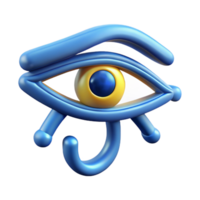 playful spectacular Ultra-detailed, hyper-specific concept art style render of a single Egyptian Eye of Horus amulet, isolated cutout with Transparent Background sharp png