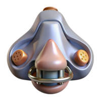 unforgettable baroque Professional render of a biomechanical nose, olfactory sensors enhanced, metallic grill, internal filters, isolated cutout with Transparent Background artisan png