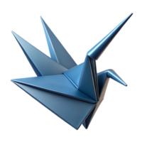 pristine melancholic impressionist Hyper-specific professional render of an isolated, floating, origami-folded paper crane made of textured fabric Isolated cutout with Transparent Background exclusive png