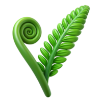 sumptuous bohemian Green fern frond unfurling with Transparent Background precision png