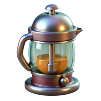 reflective spectacular Professional render, isolated cutout of a hyper-specific design for a retro-futuristic coffee maker with chrome finish and vacuum tubes with Transparent Background flawless png