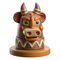 unparalleled geometric Isolated cutout, concept art style, hyper-specific rendering of a tribal totem with carved animal figures with Transparent Background artisan png