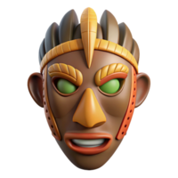 spectacular renaissance Hyper-specific isolated cutout of a tribal African mask, concept art style professional render with Transparent Background handcrafted png