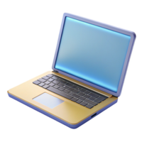 wonderful reflective elegant Laptop computer, open, blank screen, with Transparent Background 8K png