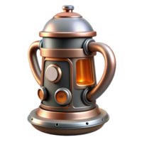 vibrant impressionist Concept art style, isolated cutout of a retro-futuristic atomic-powered coffee maker with chrome and copper accents with Transparent Background gallery standard png