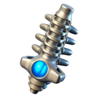 tranquil enchanting Cybernetic spine implant, metallic vertebrae, glowing core with Transparent Background expertly shot png