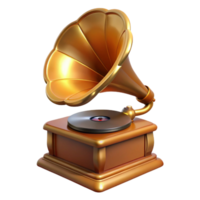signature surreal Photorealistic, hyper-specific professional render of a single, antique gramophone, isolated cutout with Transparent Background elite png