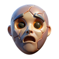 radiant abstract A stylized, cracked mask with a sorrowful expression with Transparent Background masterfully captured png