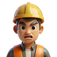 mesmerizing unparalleled Angry construction worker in a hard hat, with Transparent Background png