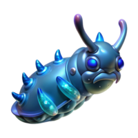 magnificent distinctive Concept art style, isolated cutout of a bioluminescent, crystalline space slug, exhibiting intricate bio-mechanical details with Transparent Background png