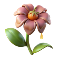 stunning rustic Hyper-specific, photorealistic render of a single, wilted flower with drooping petals and browning leaves Isolated cutout with Transparent Background fine detail png