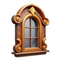 standout baroque Victorian window frame, ornate wood, with Transparent Background fine detail png