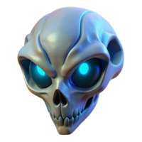 striking joyful bohemian Alien skull with unusual bone structure and glowing markings with Transparent Background original png