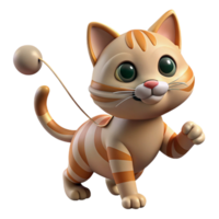 sought-after art deco Playful kitten, tabby cat, batting at string, with Transparent Background masterfully captured png