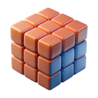 pristine bold elegant Hyper-specific, photorealistic render of an isolated, levitating, Rubik's Cube mid-solve, with individual cubies visible with Transparent Background original png