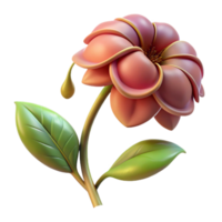 whimsical extraordinary Hyper-specific, photorealistic render of a single, wilted flower with drooping petals and browning leaves Isolated cutout with Transparent Background handcrafted png