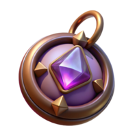 timeless creative A mystical amulet, with a glowing gem embedded in it with Transparent Background refined png