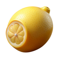 splendid sought-after Photorealistic, hyper-specific render of a single, cut lemon with detailed pulp and seeds Isolated cutout with Transparent Background png