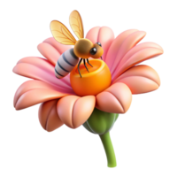 picturesque ethereal retro Photorealistic, ultra-detailed, isolated cutout of a single honeybee collecting pollen from a flower pistil with Transparent Background studio quality png