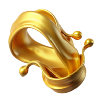 radiant dramatic rustic Concept art style, isolated cutout of a flowing ribbon of liquid gold with dynamic splashes and ripples with Transparent Background original png