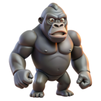 whimsical exquisite Ultra-detailed professional render of a single gorilla, chest-beating pose, isolated cutout, with Transparent Background high resolution png