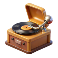 radiant romantic artistic Professional render, photorealistic, isolated cutout of a vintage record player with turntable with Transparent Background flawless png
