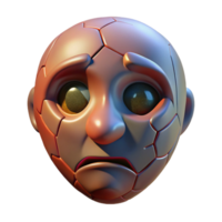 radiant retro A stylized, cracked mask with a sorrowful expression with Transparent Background sharp png