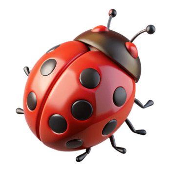 underbar mystisk trogen begrepp konst stil, hyperspecifik isolerat Skära ut av en enda, färgrik nyckelpiga med distinkt svart fläckar på dess röd skal med transparent bakgrund precision png