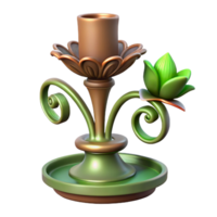 unparalleled baroque Hyper-specific, isolated cutout, concept art style of an Art Nouveau candlestick holder, wrought iron, flowing lines, lily pad motif with Transparent Background professional png