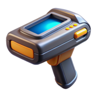 quintessential avant-garde Photorealistic, ultra-detailed, professional render, isolated cutout of a futuristic, handheld scanner device with a small display with Transparent Background genuine png